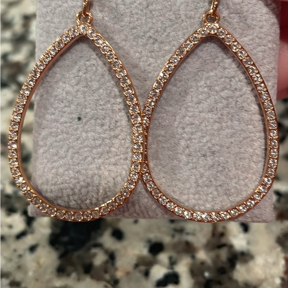 Swarovski Rose Gold Dangle Earrings with Sparkling Crystals